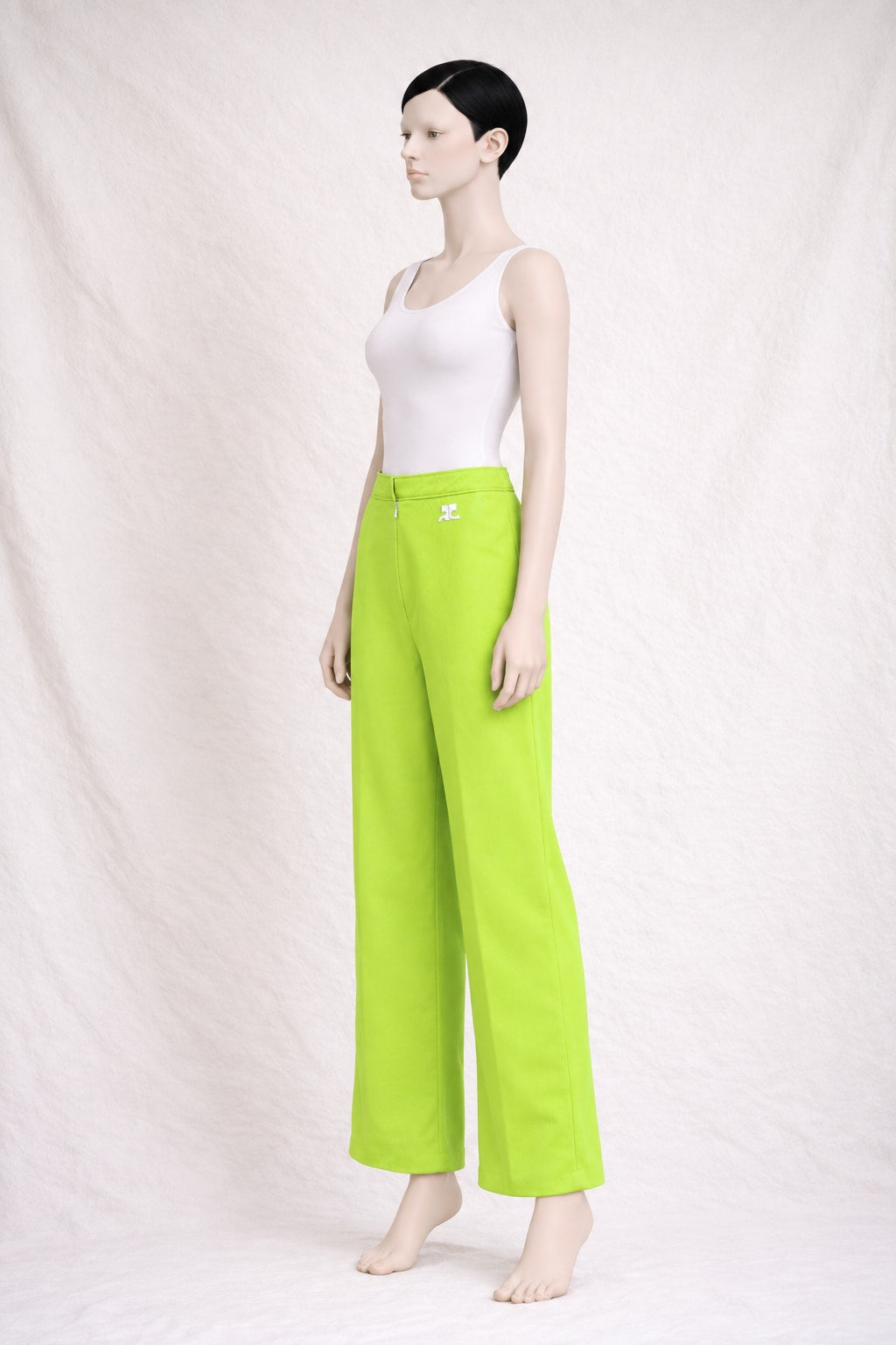 Pantalon iconique Courrèges en laine jaune citron vintage authentique