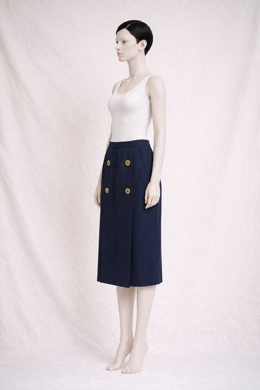 Givenchy Vintage Authentic Wool Navy Skirt