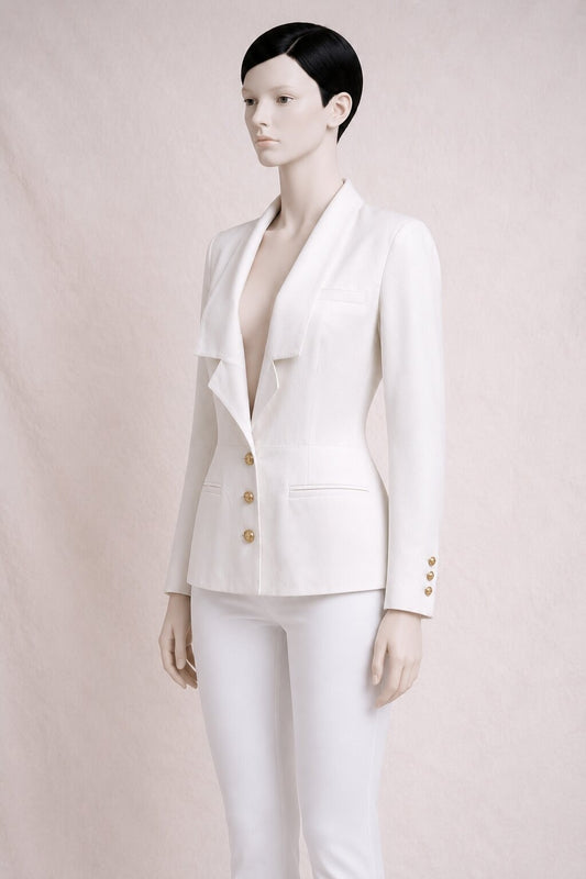 Authentic Vintage Louis Féraud Blazer in Ecru Wool