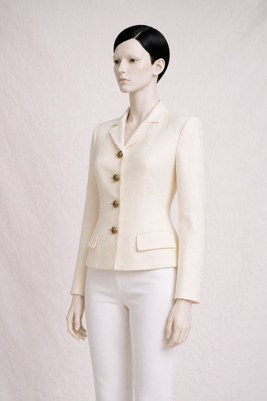 Blazer en soie écru vintage authentique par Tara Jarmon