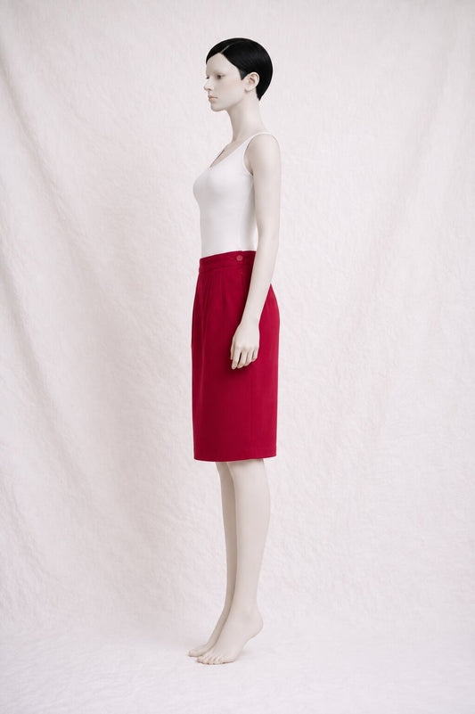 Authentic Vintage Yves Saint Laurent Red Wool Pencil Skirt