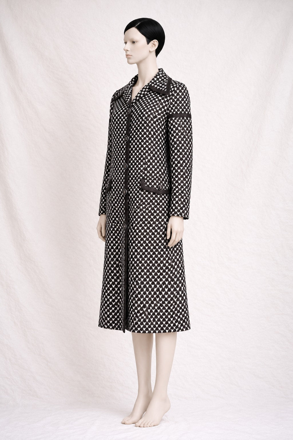 Trench Jacques Heim en viscose marron et blanc vintage authentique circa 70s
