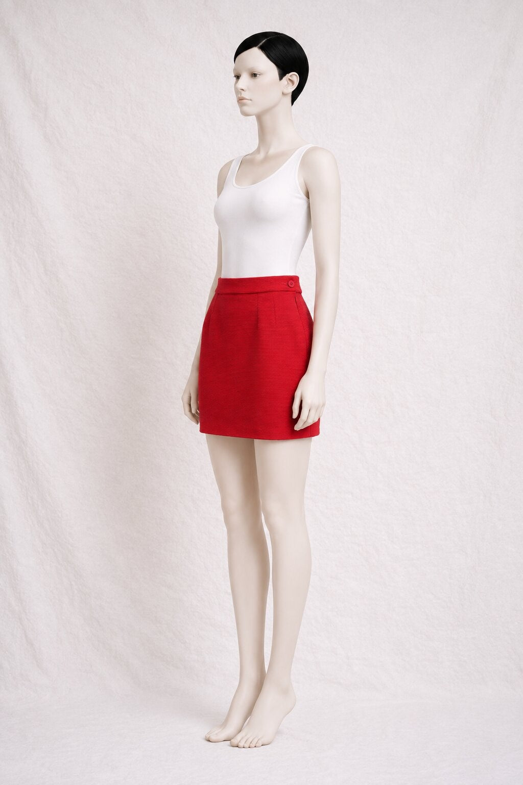 Jupe Mini en Laine Rouge Yves Saint Laurent Vintage Authentique