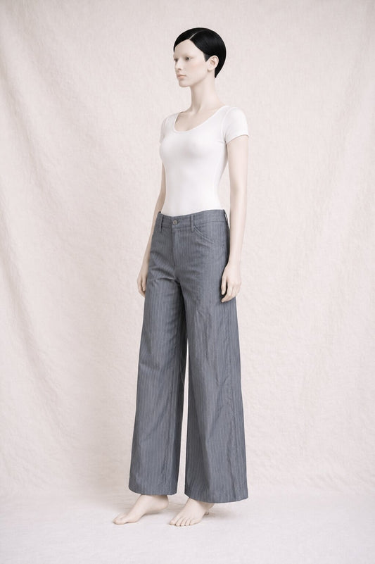 Authentic vintage grey striped cotton trousers by Barbara Bui