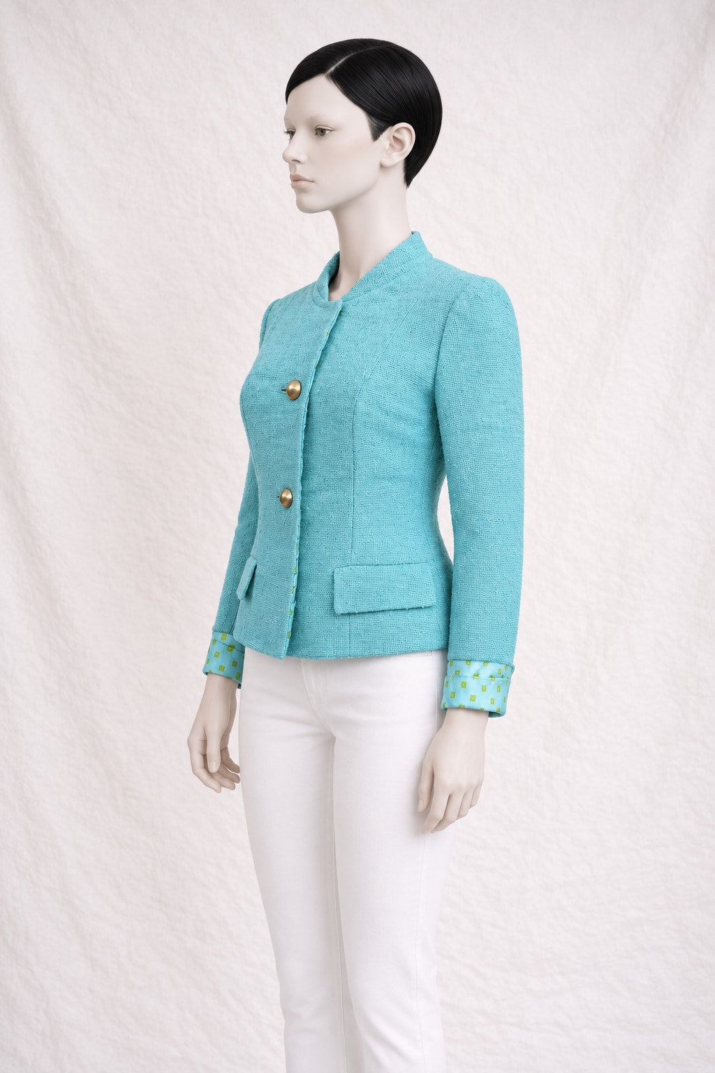 Madeleine de Rauch Vintage Authentic Turquoise Tweed Blazer