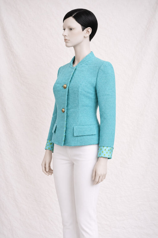 Madeleine de Rauch Vintage Authentic Turquoise Tweed Blazer