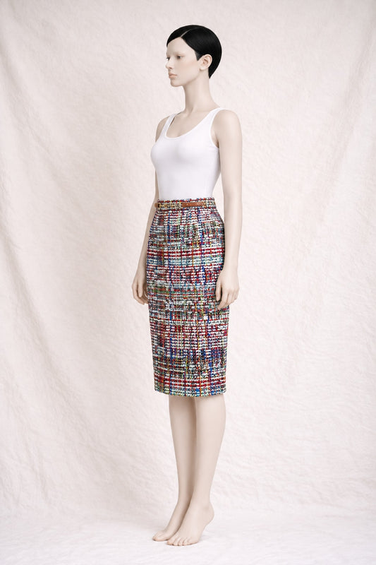 Jupe Christian Lacroix en tweed multicolore vintage authentique