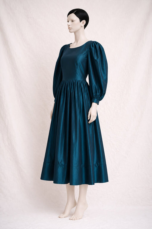 Authentic vintage teal acetate Laura Ashley long dress