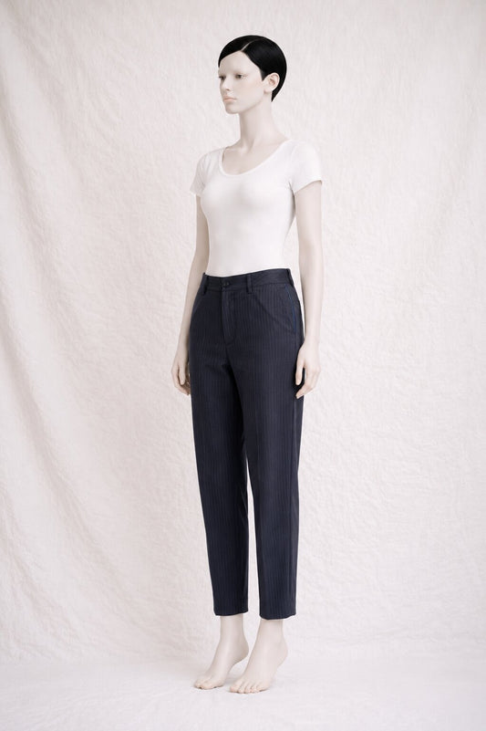 Authentic vintage black striped cotton trousers Agnès B.