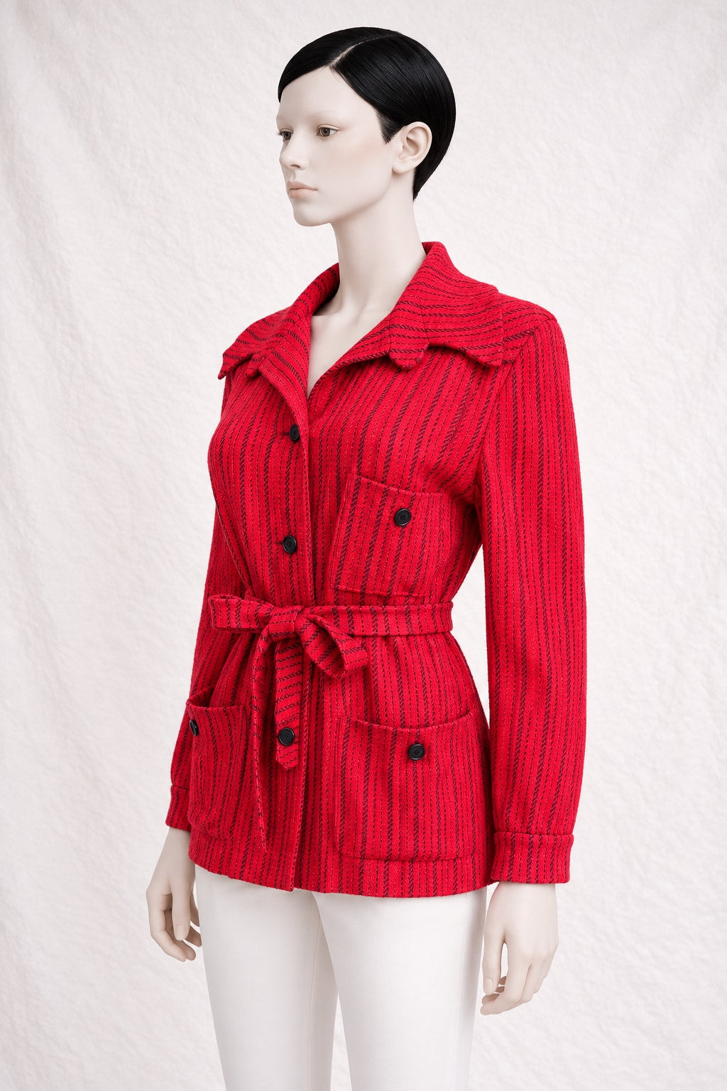 Cardigan Jacques Esterel en tricotage rouge vintage authentique circa 70s