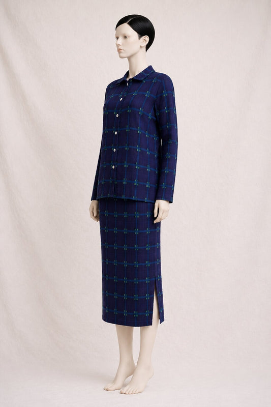 Cotélac Vintage Purple Blue Shirt and Skirt Set