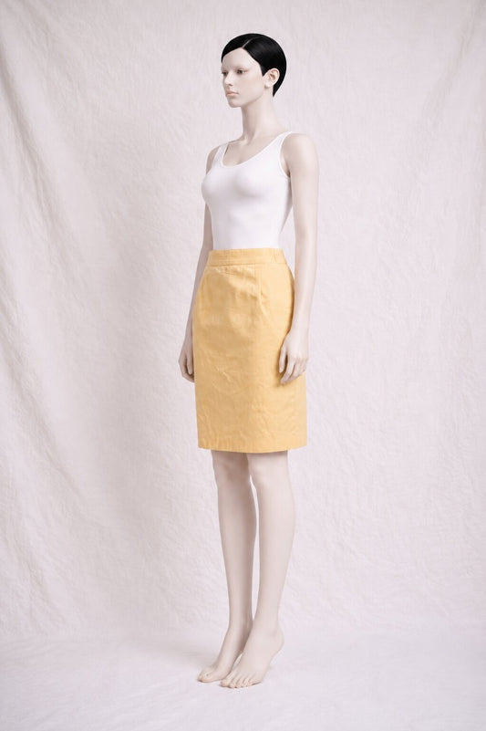 Vintage Authentic Apricot Cotton Pencil Skirt Yves Saint Laurent
