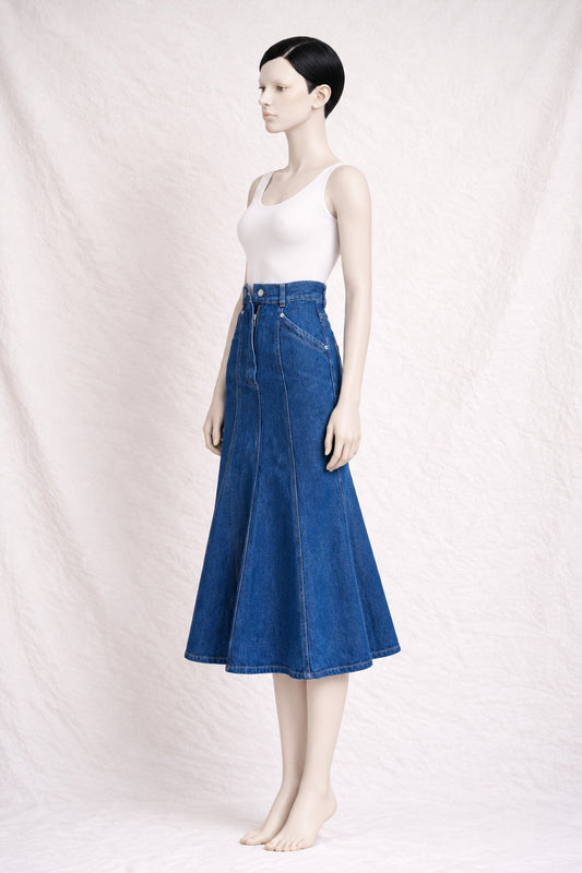 Jupe évasée Kenzo en jeans bleu vintage authentique
