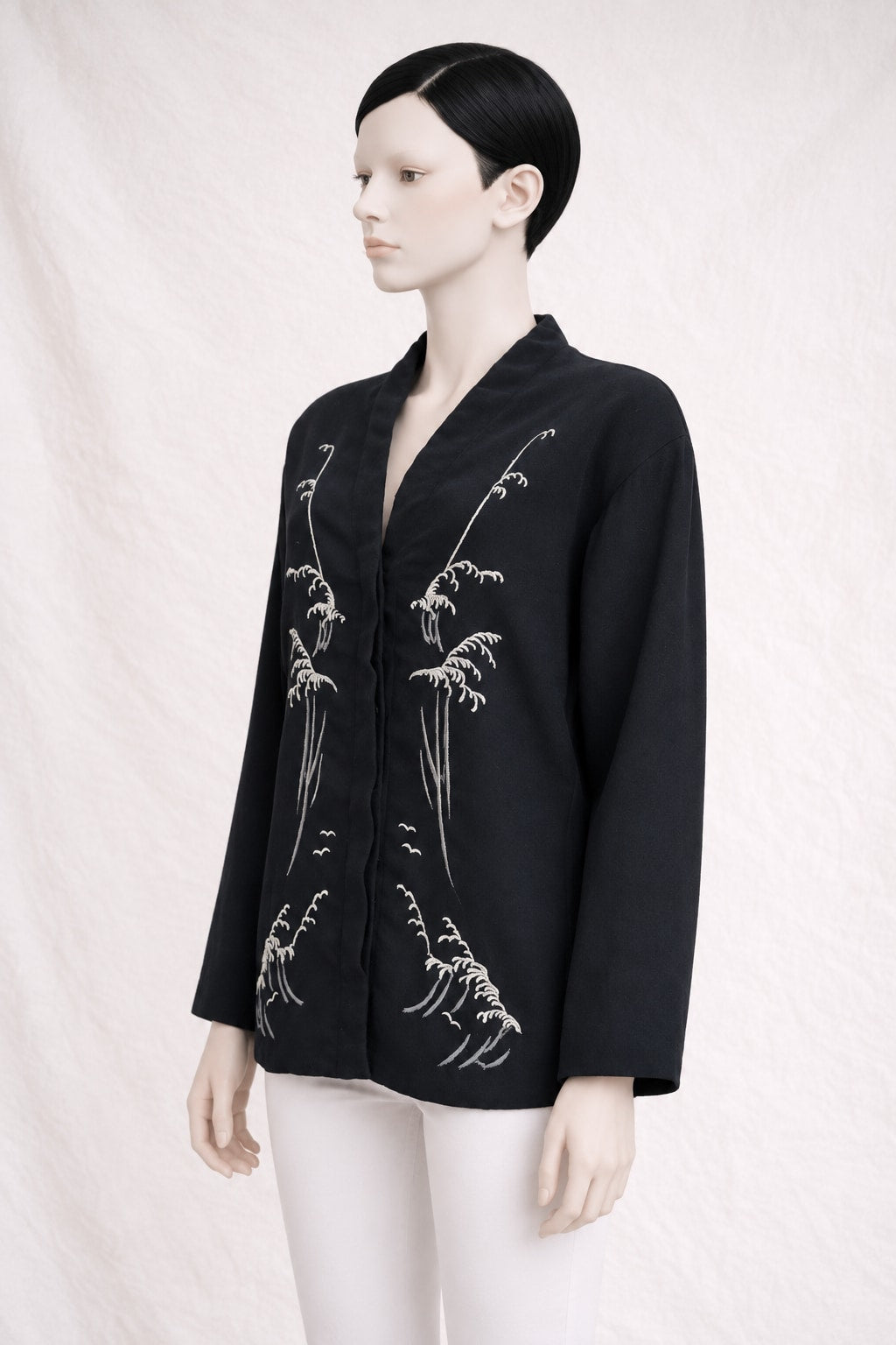 Kimono Tailored Jacket Cacharel in Black Wool Vintage Authentic