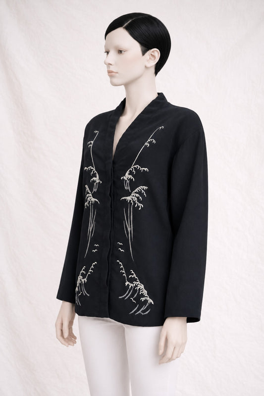 Kimono Tailored Jacket Cacharel in Black Wool Vintage Authentic