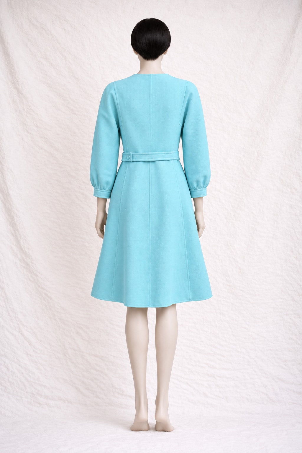 Manteau Courrèges en laine turquoise vintage authentique