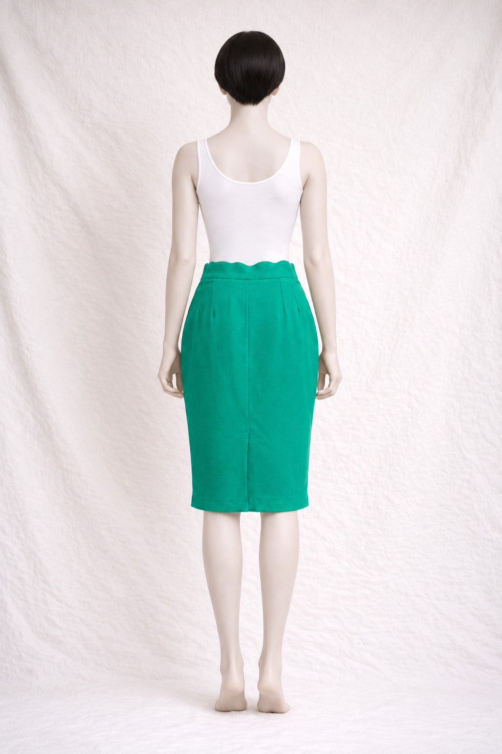 Jupe crayon YSL en laine verte vintage authentique