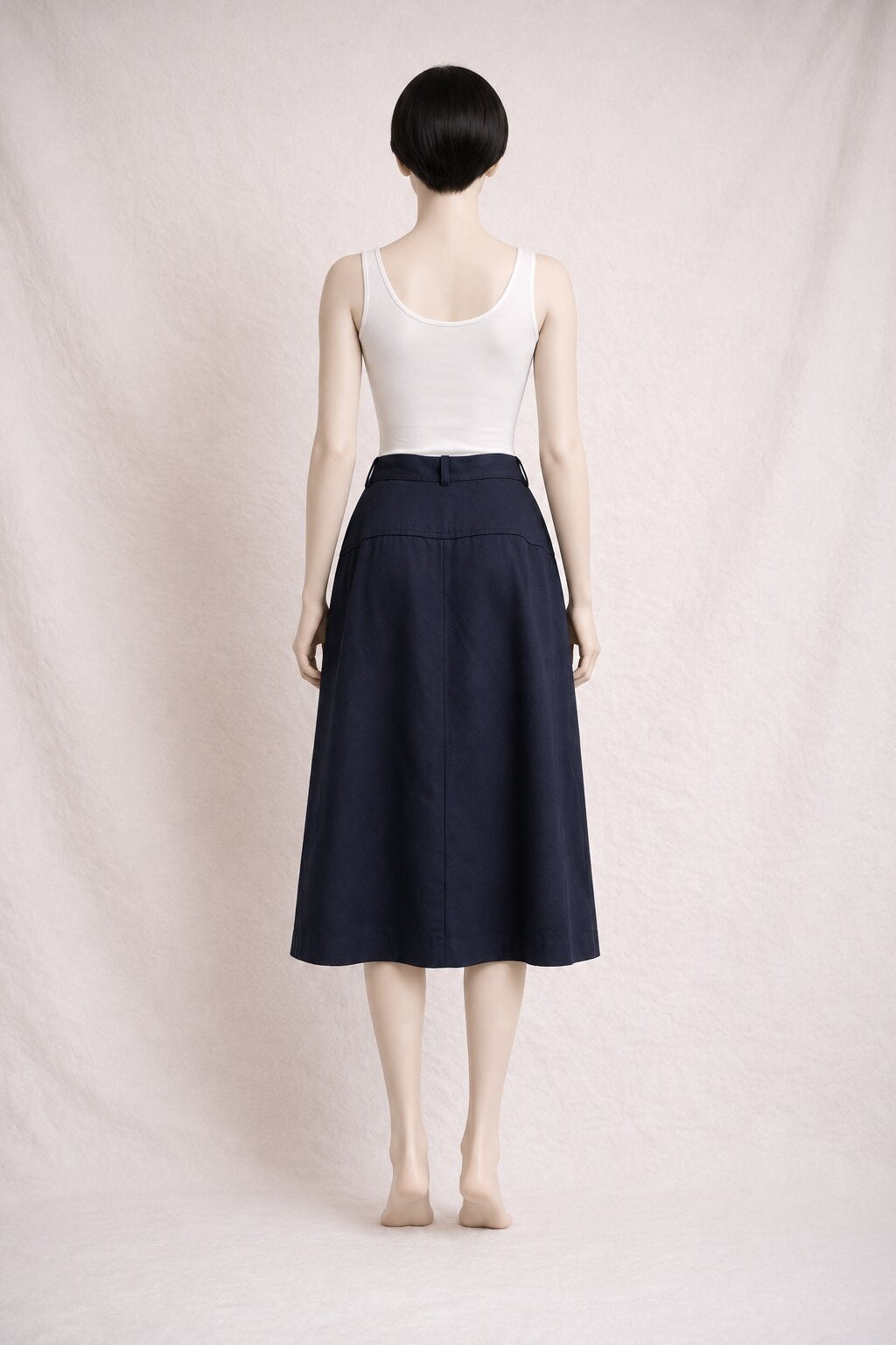 Jupe Évasée Authentique Vintage Yves Saint Laurent en Laine Bleu Marine