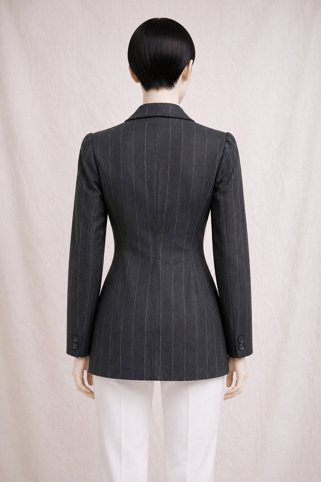 Blazer Vintage Authentique Kenzo en Laine Grise Rayée