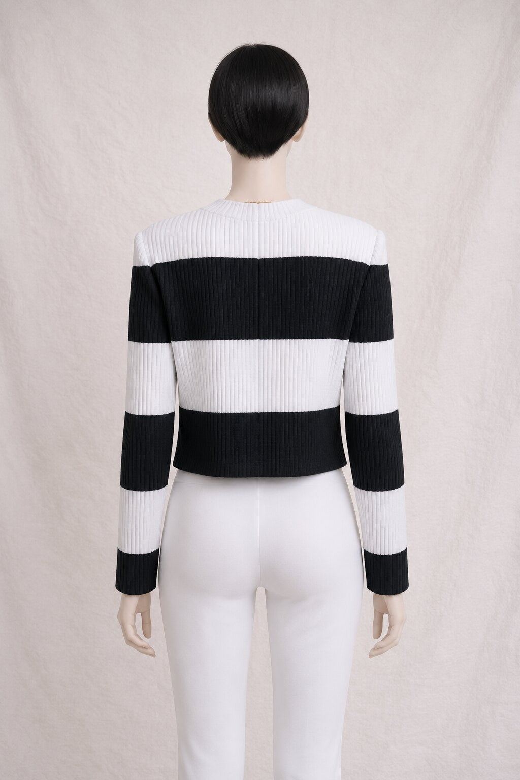 Veste courte vintage authentique Louis Féraud en coton noir et blanc