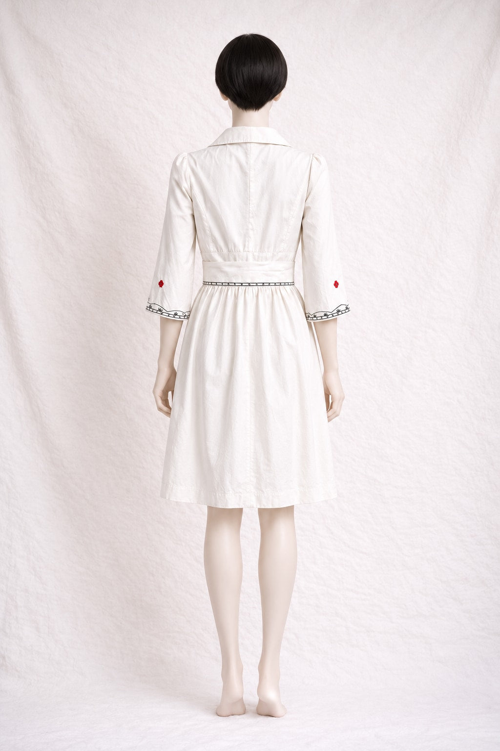 Trench Chloé en coton crème et broderie rouge authentique