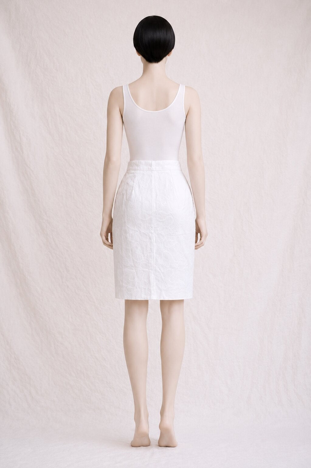 Jupe Crayon Yves Saint Laurent Vintage Authentique en Coton Blanc