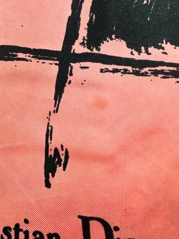 Silk Scarf Christian Dior in Pink and Black Vintage Authentic Graphic Pattern
