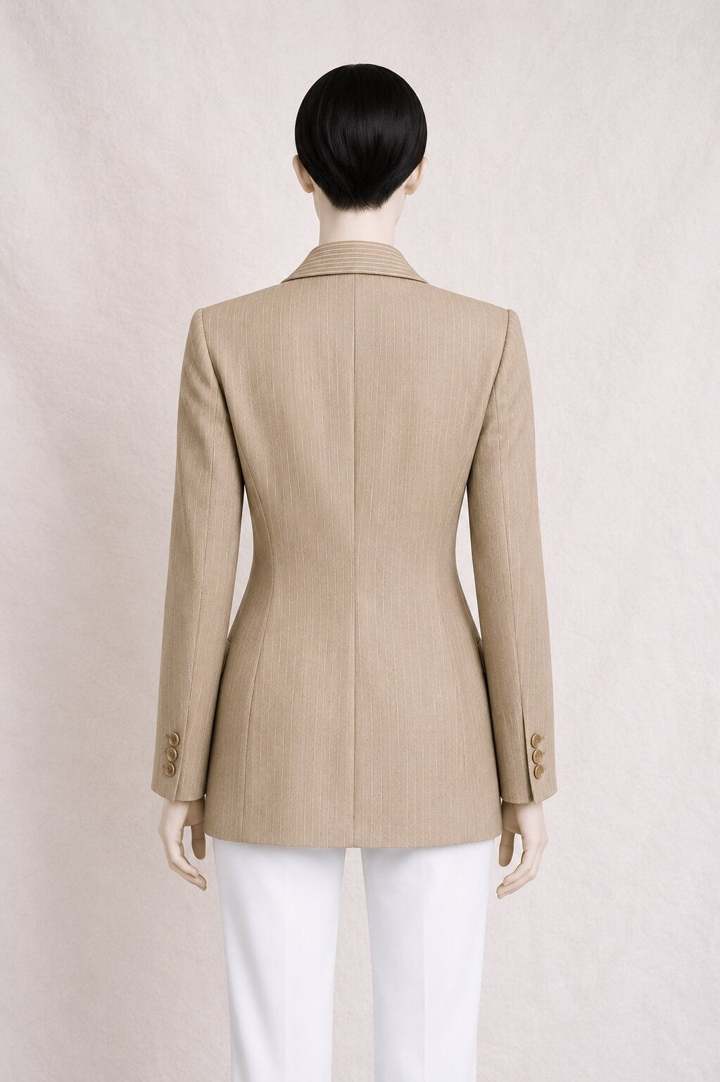 Blazer long beige vintage authentique Louis Feraud en laine et lin