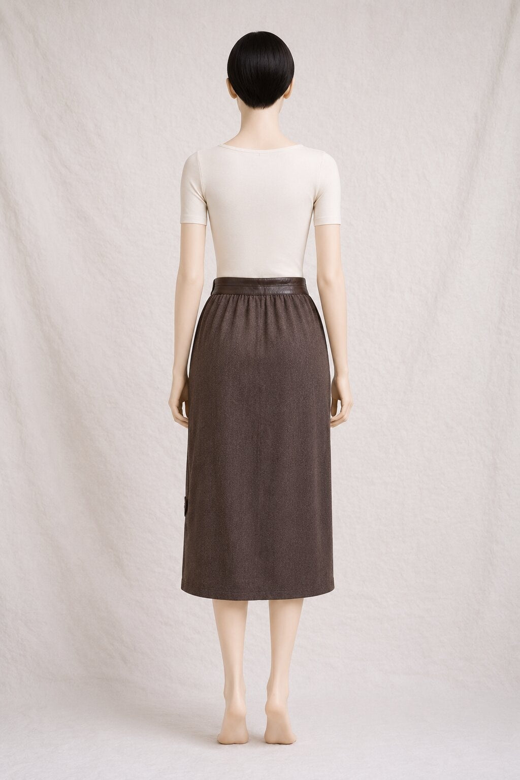 Long Brown Escada Skirt in Authentic Vintage Wool