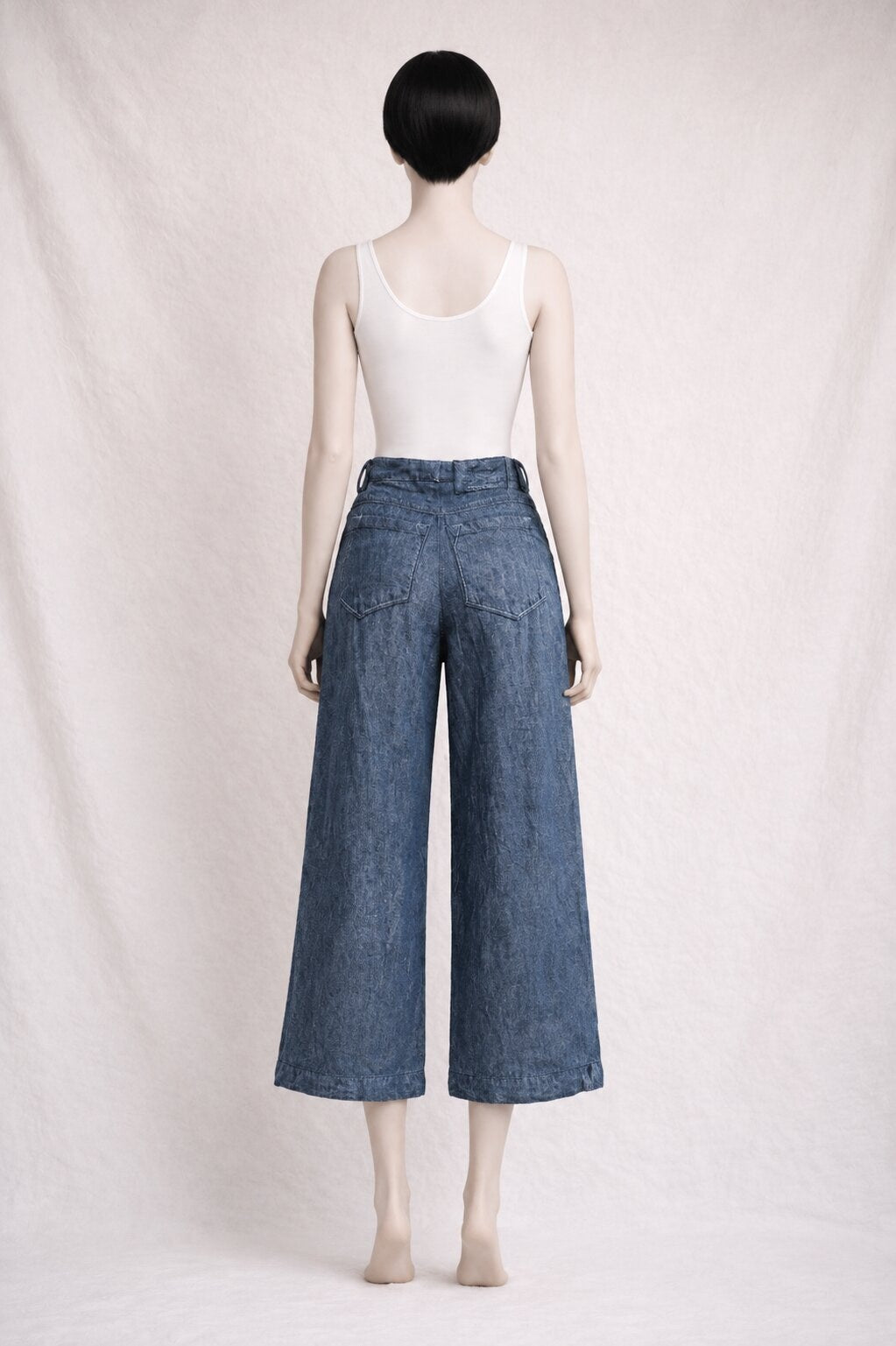 Pantalon Armani à jambes larges en jean bleu vintage authentique