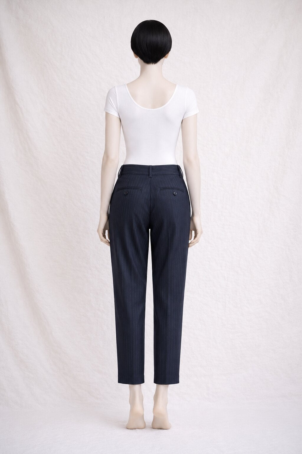 Authentic vintage black striped cotton trousers Agnès B.