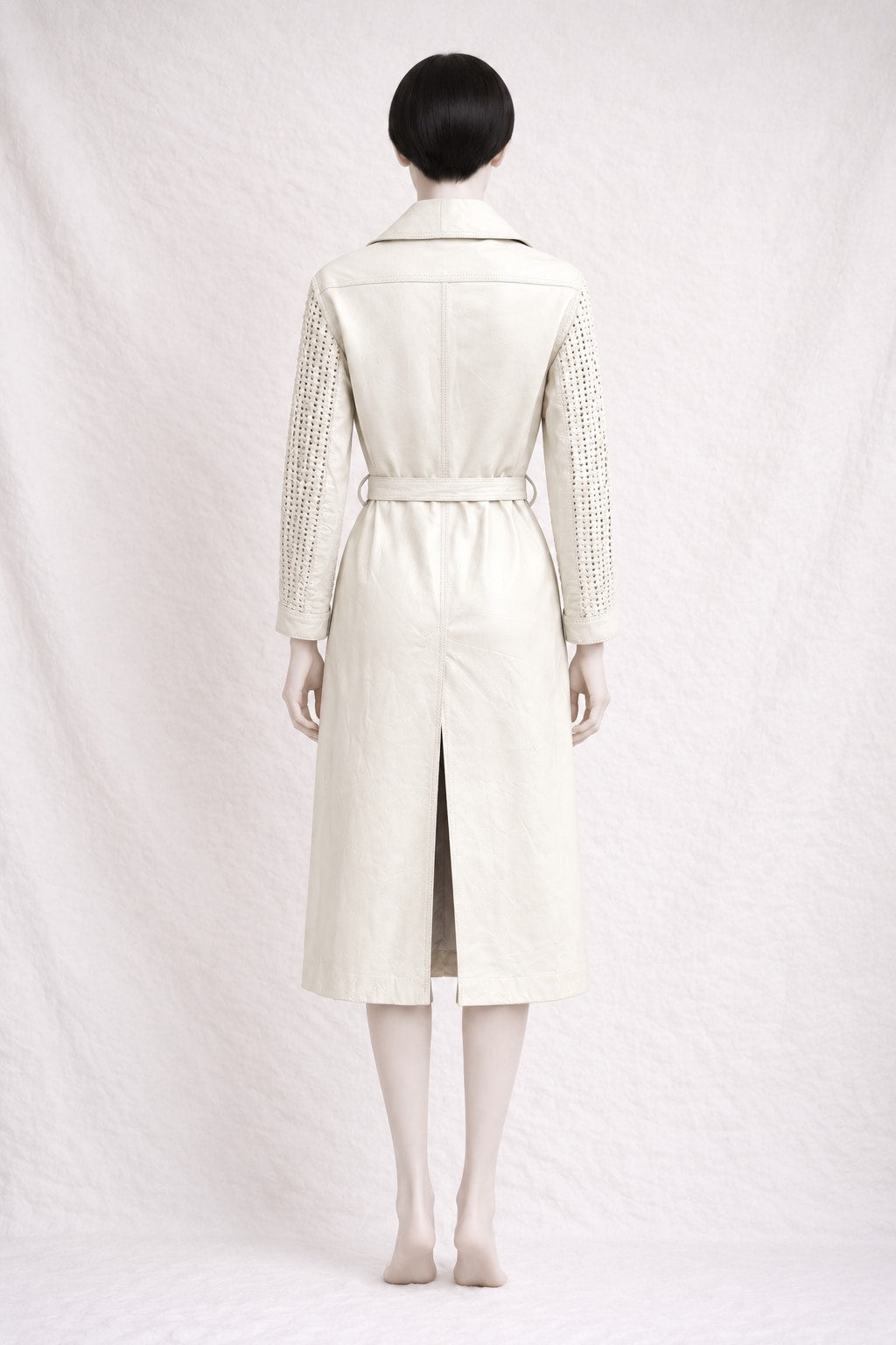 Trench Louis Féraud en cuir crème vintage authentique