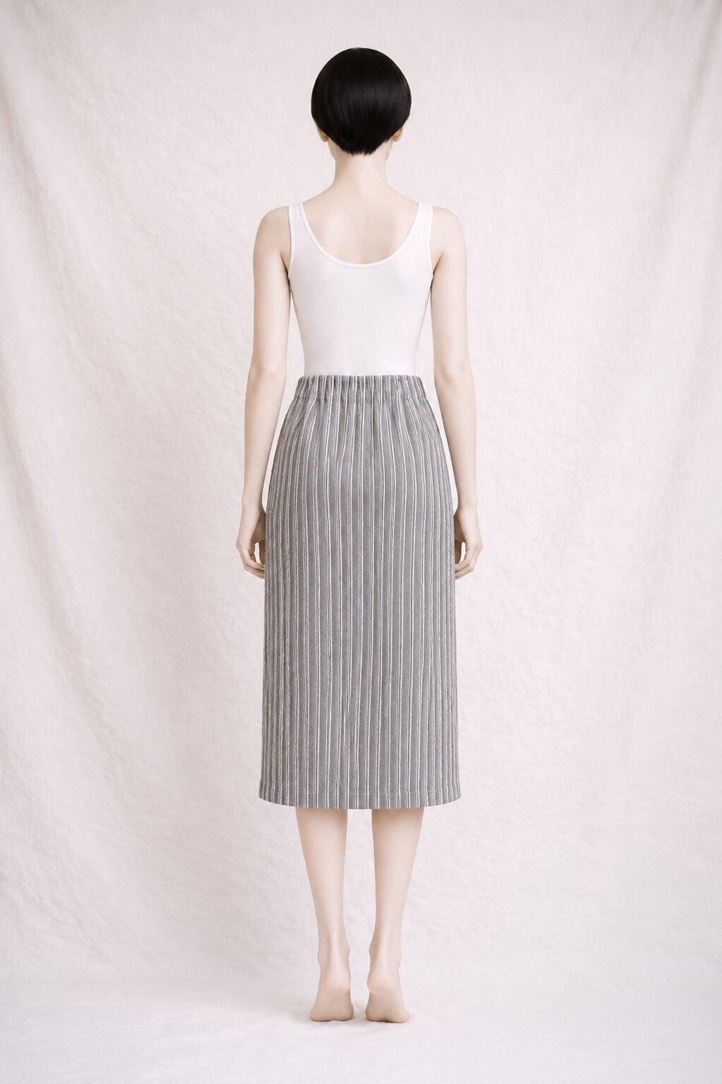 Jupe portefeuille longue Kenzo vintage authentique en coton rayé gris