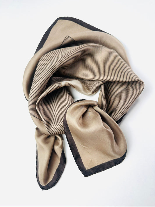 Silk Scarf Cerruti 1881 in Brown and Mocha with Vintage Equestrian Pattern