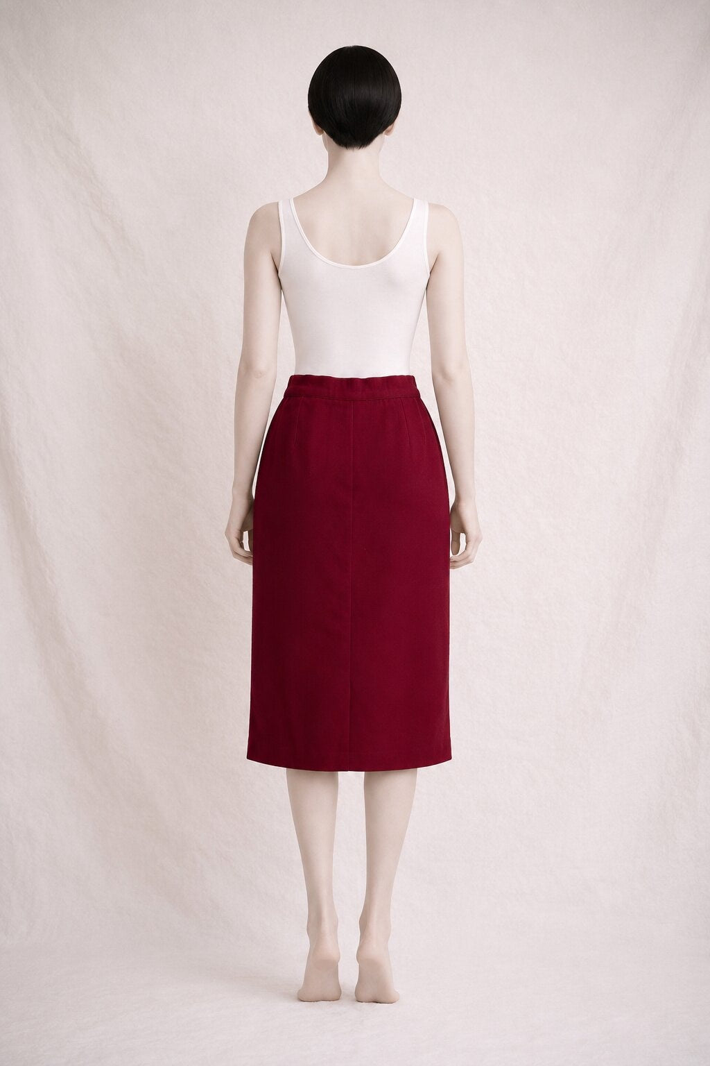Authentic Vintage YSL Pencil Skirt in Burgundy Wool