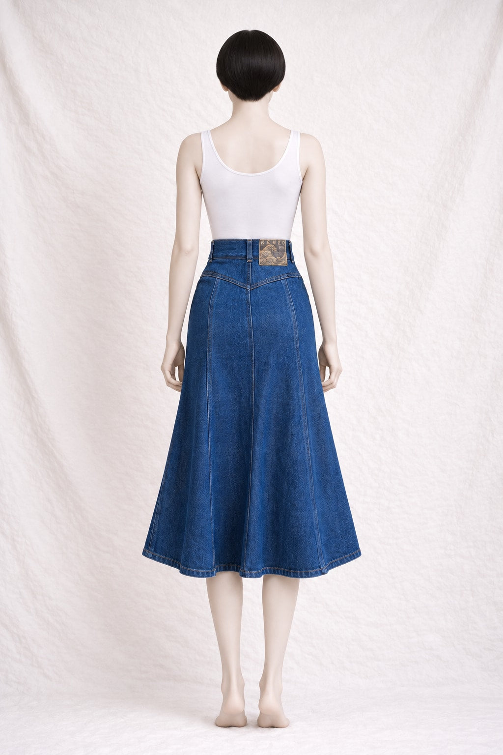 Jupe évasée Kenzo en jeans bleu vintage authentique