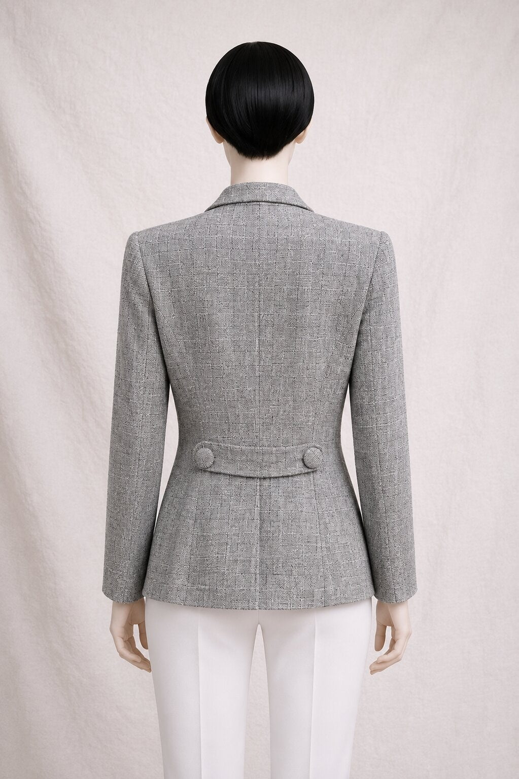 Blazer Vintage Authentique en Laine et Soie Gris par Chantal Thomass