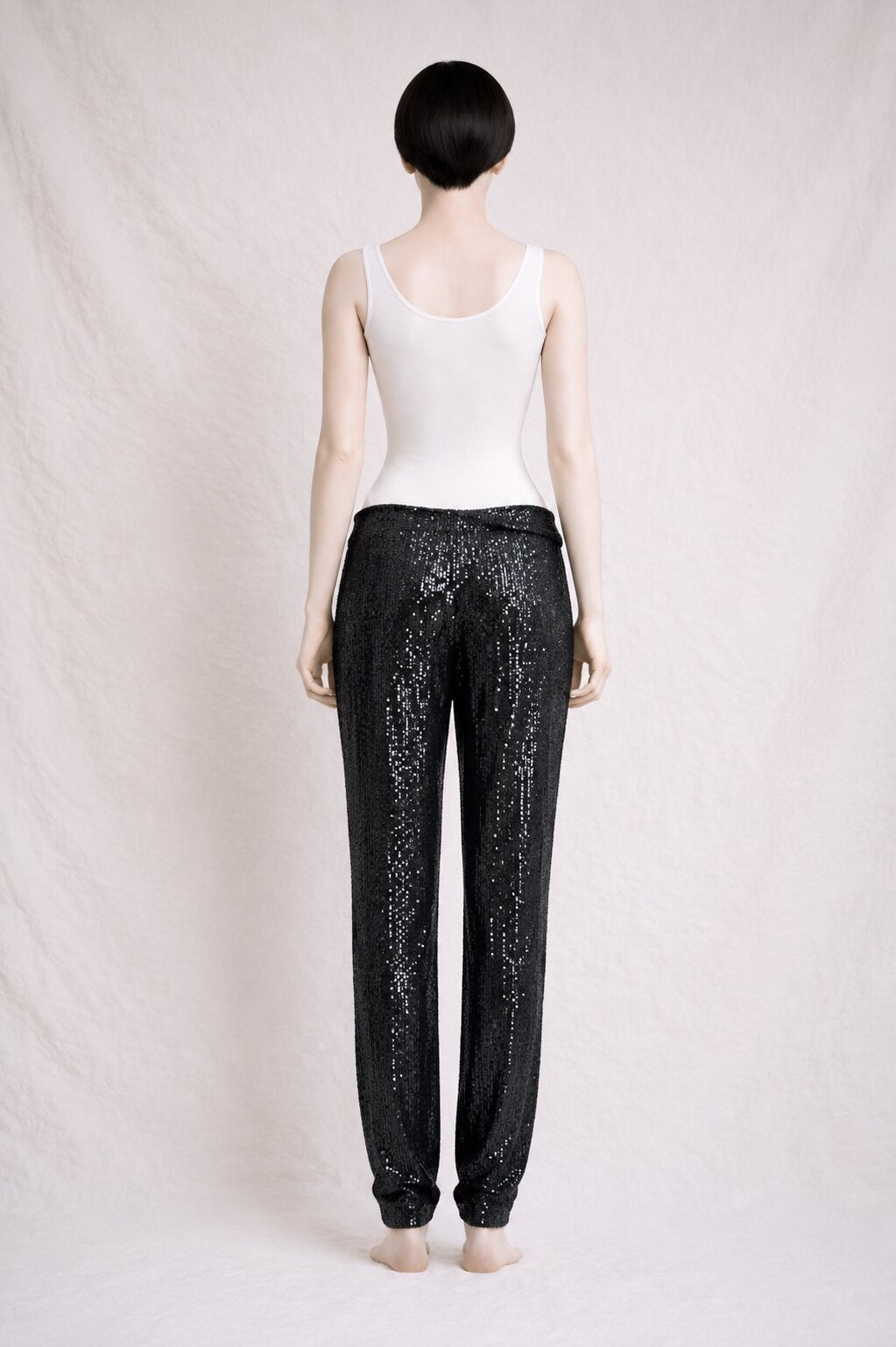 Pantalon Long Anne Klein en Sequins Noirs