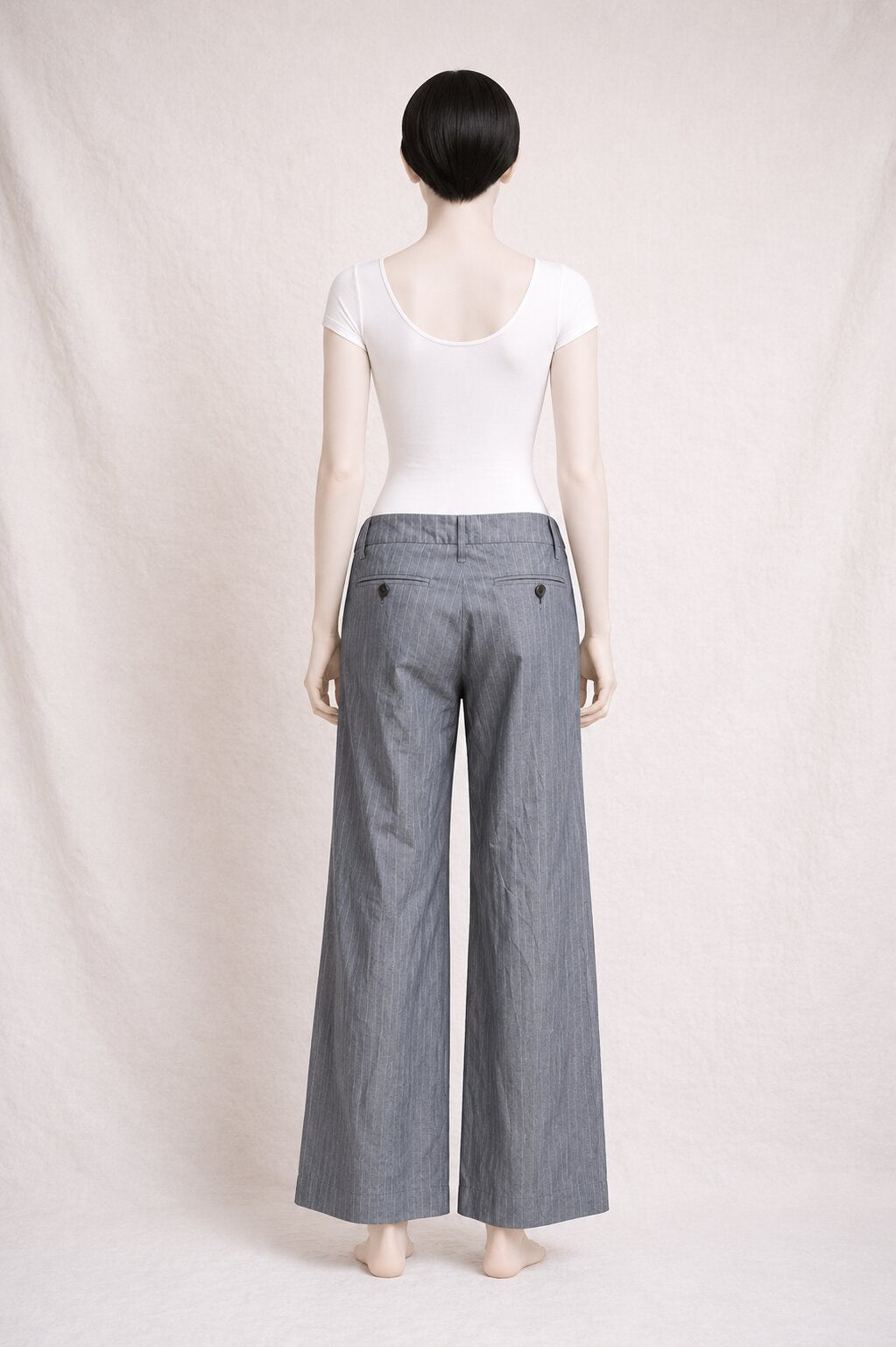 Authentic vintage grey striped cotton trousers by Barbara Bui
