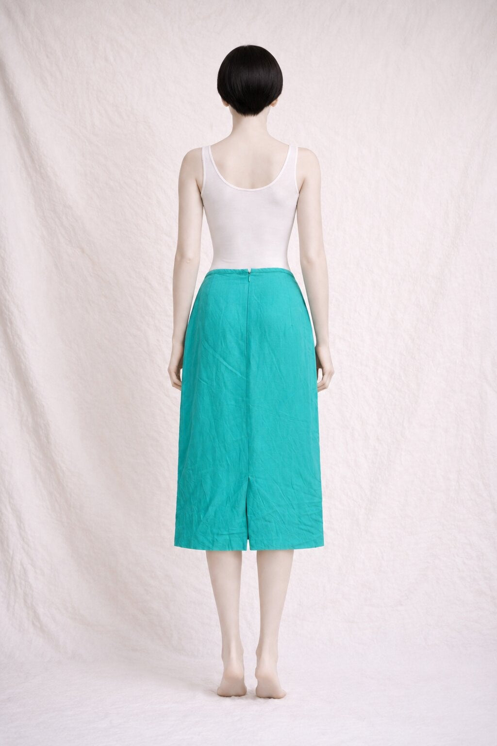 Jupe Longue Verte Burberry Authentique en Coton Lin