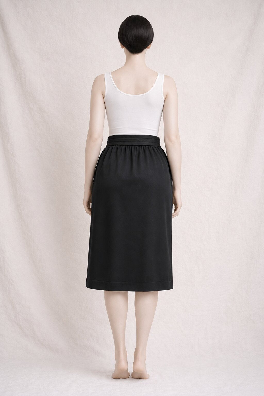 Jupe midi Escada en laine noire vintage authentique