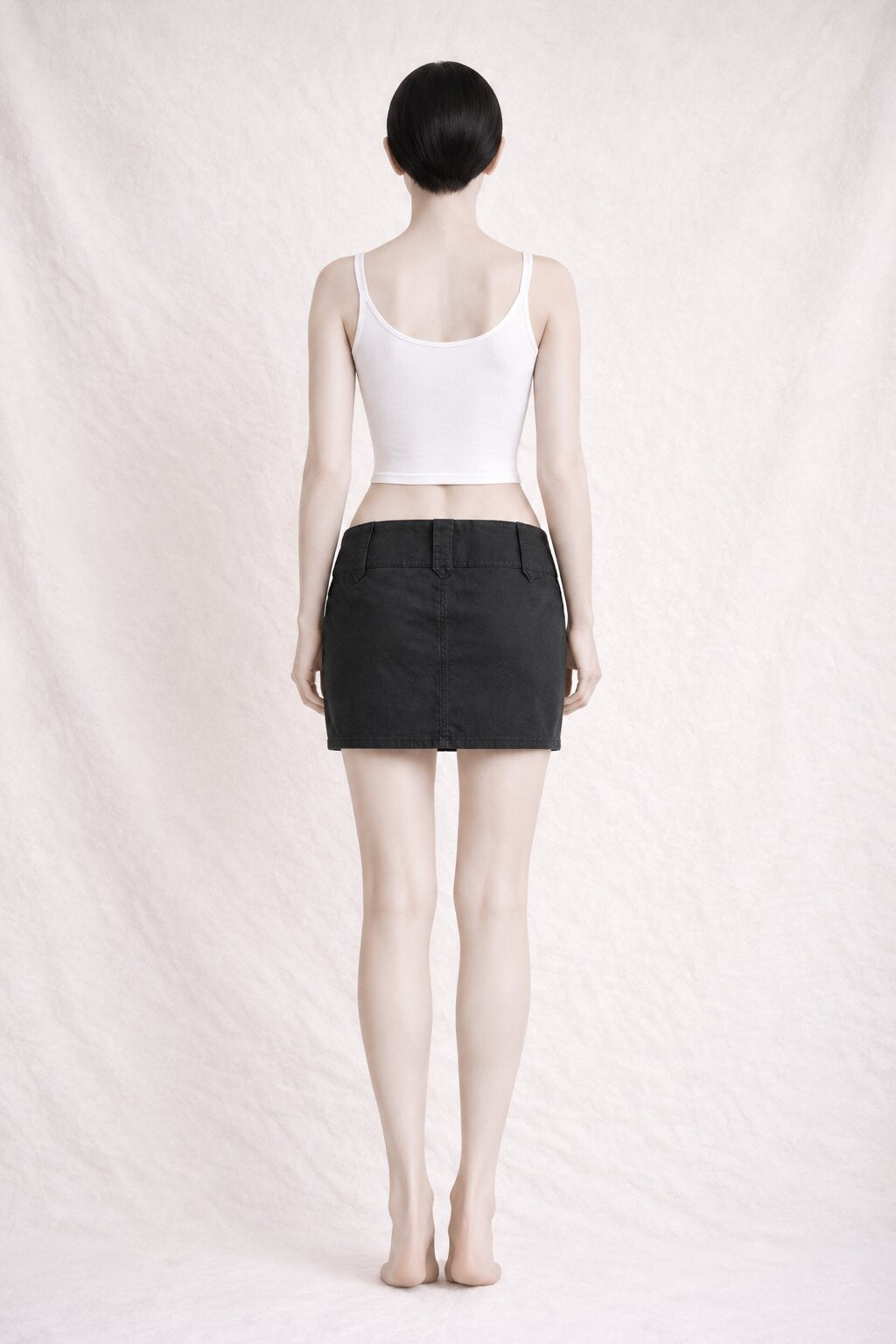 Low-rise mini skirt Barbara Bui in black cotton and linen