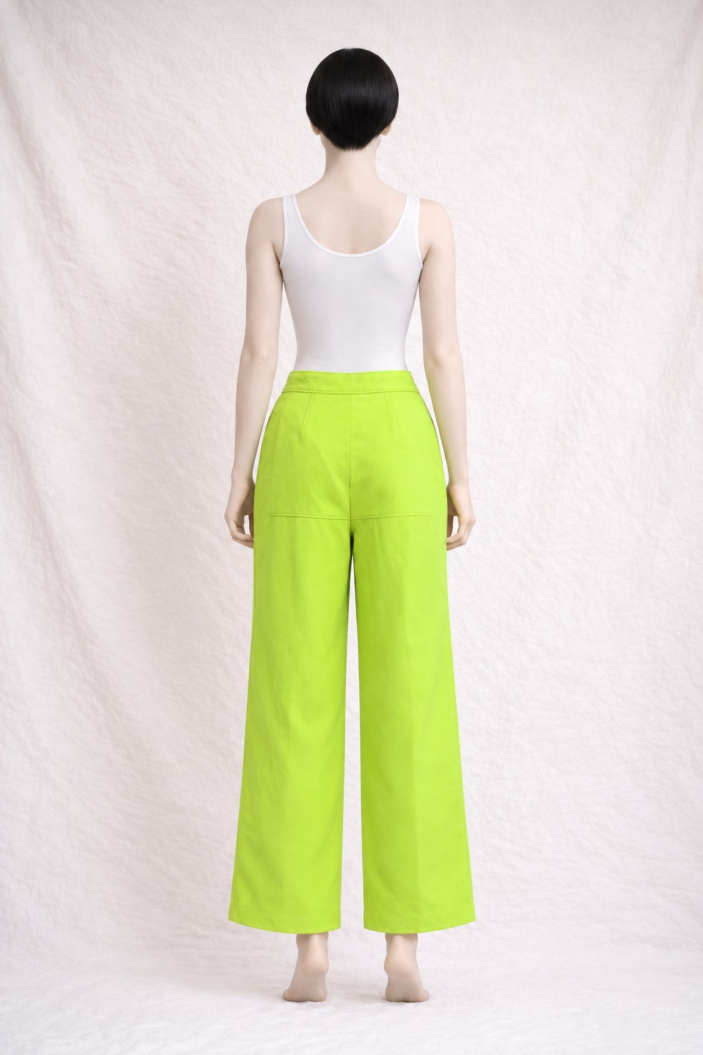 Pantalon iconique Courrèges en laine jaune citron vintage authentique