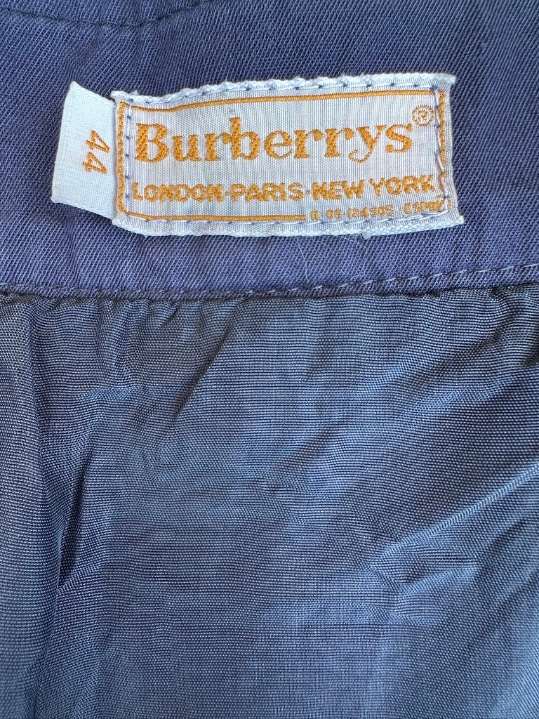 Jupe Midi Burberry Authentique Vintage en Coton Bleu Marine