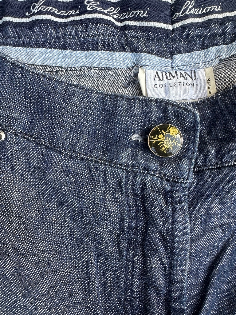 Pantalon Armani à jambes larges en jean bleu vintage authentique
