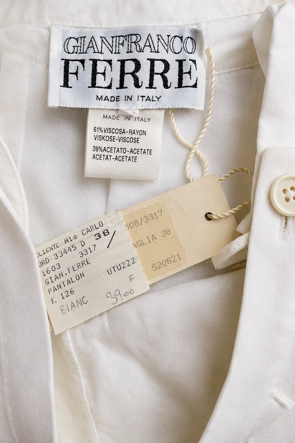 New Gianfranco Ferré Vintage Authentic White Viscose Trousers
