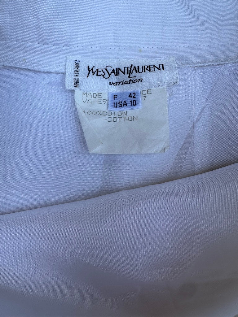 Authentic Vintage Yves Saint Laurent White Cotton Skirt