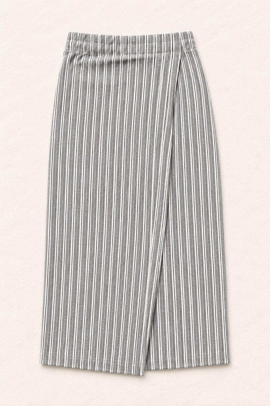 Jupe portefeuille longue Kenzo vintage authentique en coton rayé gris