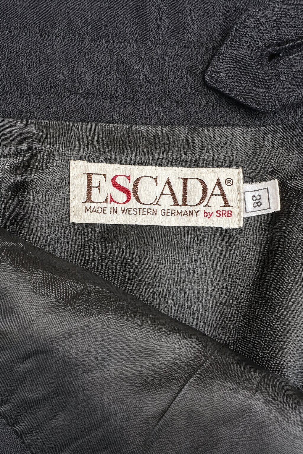 Jupe midi Escada en laine noire vintage authentique