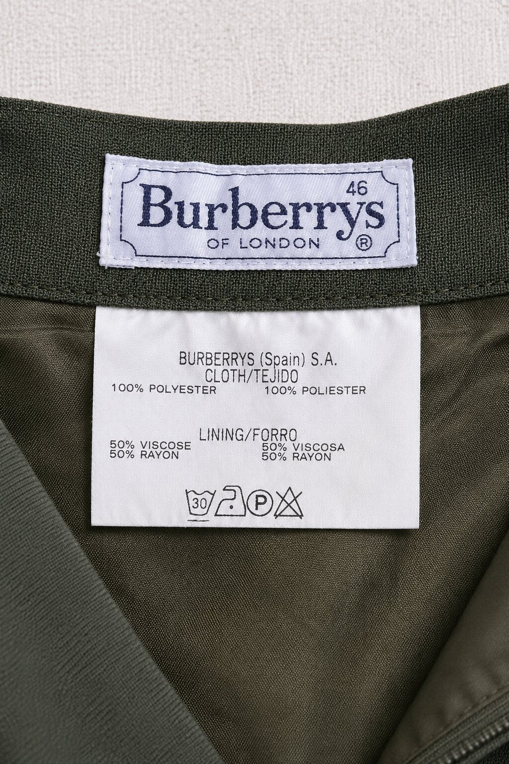 Jupe portefeuille Burberry vintage authentique verte en viscose